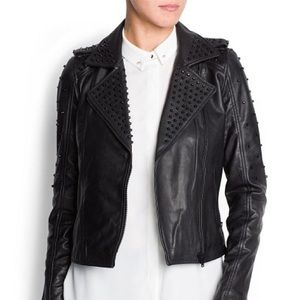 Mango studded leather jacket